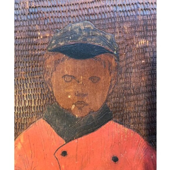 ANTIQUE 1900'S PAINTING ON OVAL WOOD BOARD - Picture 4 of 8